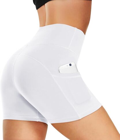 Women’s High-Waisted Workout Shorts with Pockets - Biker Shorts for Yoga Running Gym Fitness Outdoor Activities in Saudi Arabia