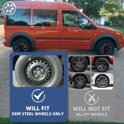 15in Heavy-Duty Wheel Covers Compatible with Ford Transit Connect 2010-2013 | OEM-Style Hubcaps with Anti-Rust Clips (4-Pack) | DOT-Certified Commercial Grade (Gloss Black) in Saudi Arabia