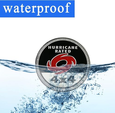 Hurricane Badge Rated Car Emblem, 4 x 4 Metal Automotive Badge 3D Metal Car Badges Emblems Round Emblem Decals Car Badge Decals Stickers Compatible with for Jeep Wrangler Vehicles Trucks SUV Decals in Saudi Arabia