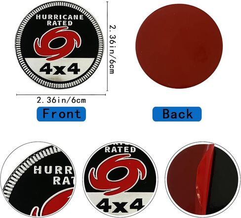 Hurricane Badge Rated Car Emblem, 4 x 4 Metal Automotive Badge 3D Metal Car Badges Emblems Round Emblem Decals Car Badge Decals Stickers Compatible with for Jeep Wrangler Vehicles Trucks SUV Decals in Saudi Arabia