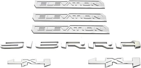 6pcs Sierra Elevation 4x4 Emblems Truck Door الخلفية الخلفية شارة خطاب اللوحات اللوحة متوافقة مع 2019-2025 Sierra 1500 2500HD 3500HD (أسود لامع) in Kuwait