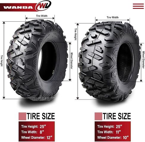 WANDA Set 6 ATV tires 25x8-12 & 25x11-10 for 96-97 Polaris Magnum 425L 6x6 in Saudi Arabia