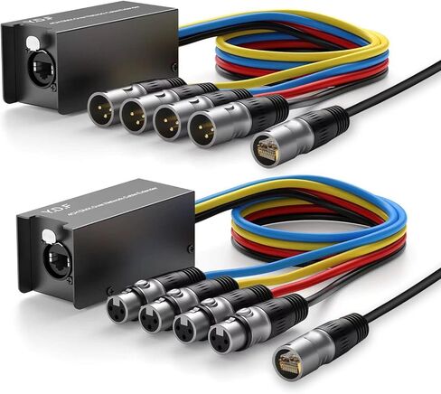 جهاز استقبال ثعبان متعدد الشبكات ذو 4 قنوات و3 سنون XLR Snake إلى كابل Ethercon واحد XLR Snake Box Extender لإضاءة المسرح واستوديو التسجيل - قناة XLR/AES/DMX عبر كابل Cat5E/Cat6/Cat7 Ethercon in Kuwait