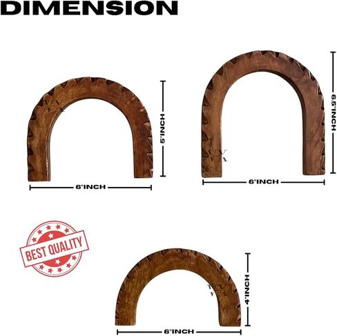 Wood Arch Decor – Handcrafted Set of 3 Solid Acacia Sculptures for Shelf, Coffee Table, and Entryway Styling – Japandi-Inspired Minimalist Decorative Objects in Saudi Arabia
