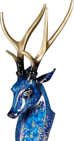 Luxury Handcrafted Pure Bronze Deer Head Statue Copper Sculpture Figurine on Marble Base - Japanese Lacquerware Zen Art Decor, Premium Home Office Feng Shui Brass Decor, Executive Gift in Kuwait