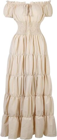 Women Medieval Costume Renaissance Chemise Pirate Peasant Wench Boho Irish Over Dress in Kuwait