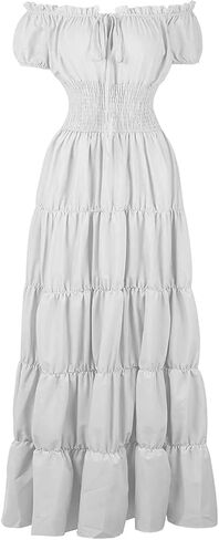 Women Medieval Costume Renaissance Chemise Pirate Peasant Wench Boho Irish Over Dress in Kuwait