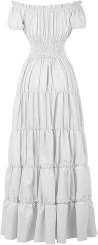 Women Medieval Costume Renaissance Chemise Pirate Peasant Wench Boho Irish Over Dress in Kuwait