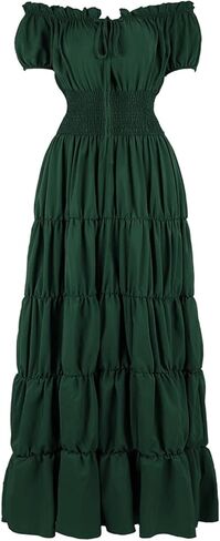 Women Medieval Costume Renaissance Chemise Pirate Peasant Wench Boho Irish Over Dress in Kuwait
