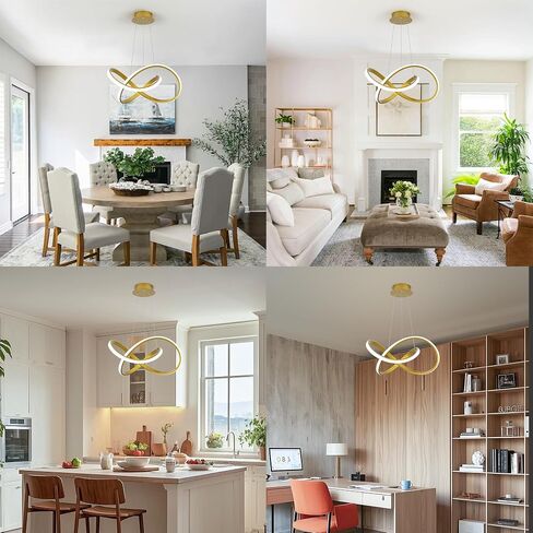 MAYNA Modern LED Pendant Light Fixture, Contemporary LED Chandelier with Irregular Ring Lights, Adjustable Modern Chandeliers for Dining Room Kitchen Entryway Living Room Bedroom, 6000K Daylight in Saudi Arabia