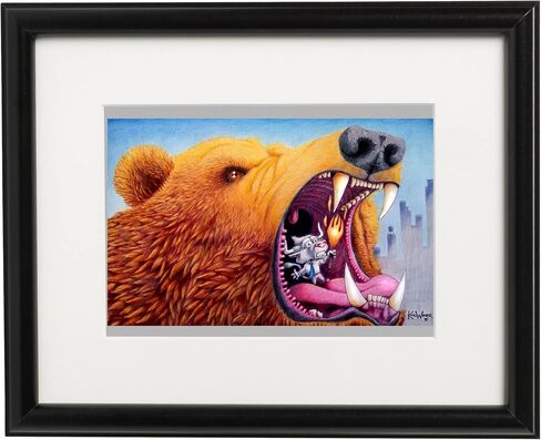 Mouth of Stockmarket Bear Cartoon Illustration in Saudi Arabia