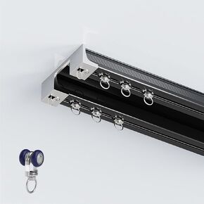 Silent Double Curtain Track Ceiling Mount, Aluminum Track Curtains Rail Set, Bedroom/Window/Hotel Drop Ceiling Curtains Tracks (without Curtains & Hooks)(B Top,9.2m(30.1ft)) in Saudi Arabia