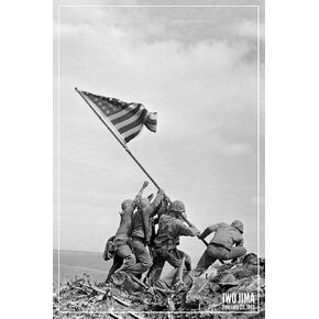 Laminated Iwo Jima Poster Flag Raising US Marines 1945 WW2 Posters USMC World War 2 Memorabilia History Classroom Decorations WWII Military US History Americana Poster Dry Erase Wall Art 24x36 in Kuwait