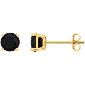 14k Yellow Gold Finish 1.00 Ct Round Cut Black Diamond Pretty Womens Stud Earrings Push Back in Saudi Arabia