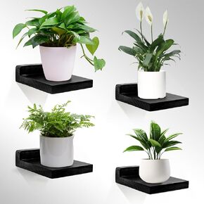 Small Wall Shelf, Mini Floating Shelves for Wall 4 Inches Set of 4, Display Decor Shelf for Bedroom, Bathroom, Kitchen, Black in Saudi Arabia