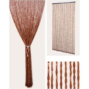 Bamboo Curtain for Doorways -35.4"x77"- 52 Strands,Handmade Beige Wood Beaded Curtains with Bohemian Room Divider Beads-As Insect Screen-Perfect Wood and Bamboo Beaded Curtains for Doorways in Saudi Arabia