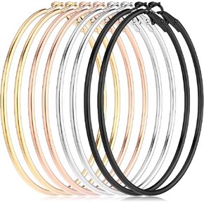 4Pcs Stainless Steel Hoop Earrings, Large Circle Silver Hoop Cartilage Gold Silver Rose gold Black Oversize Earrings for Women in Saudi Arabia