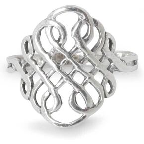 NOVICA Artisan Handmade Sterling Silver Cocktail Ring Thai Knot Style Band Stone Thailand Celtic [crownbezel 0.7 in L x 0.6 in W Band Width 2 mm W] ' Thistle Knot' in Saudi Arabia