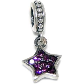 icyrose Solid 925 Sterling Silver Fildling Star مع Crystals Charm Bead (Purple) in Kuwait
