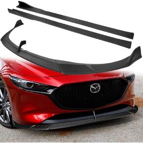 Q1-TECH, 9PCS Front Bumper Lip & Side Skirt Extensions Diffuser Compatible with 2019-2024 Mazda 3 Hatchback / 5DR Model Only, Front Lip Air Chin Body Kit Spoiler Splitter ABS (Painted Black) in Saudi Arabia