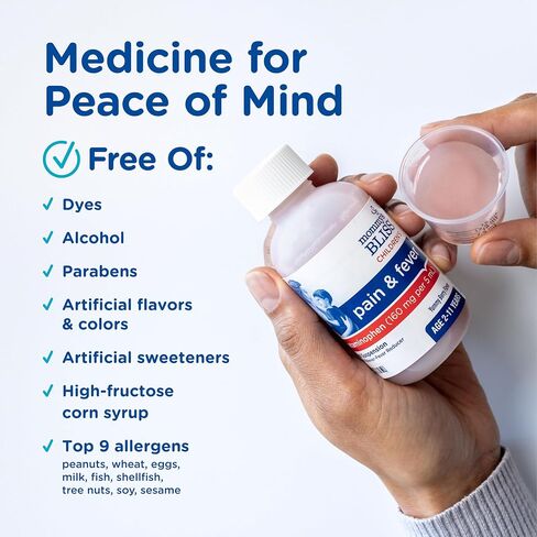 Mommy's Bliss Children's Pain and Fever Reducer, Kids Acetaminophen, Dye Free, Delicious Mixed Berry Flavor, Ages 2+, 4 Fluid Ounces (Pack of 2) in Kuwait