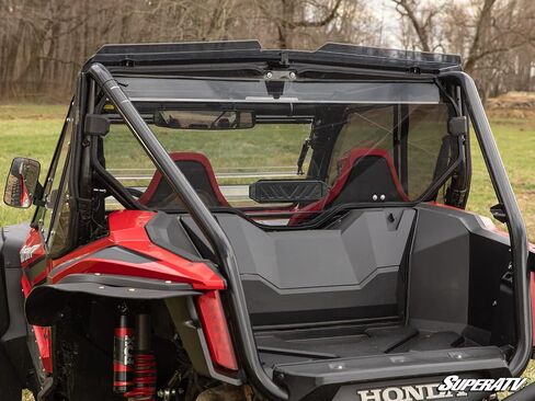 SuperATV Rear Vented Windshield compatible with 2019+ Honda Talon 1000X / 1000R (2-seat model only) | 1/4" Thick Polycarbonate - 250x Stronger Than Glass | Easy Install | USA Made in Saudi Arabia