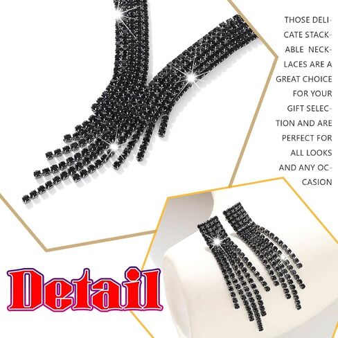Sixexey Black Jewelry Set Rhinestone Wedding Jewelry Prom Wedding Neck Jewelry for Women in Saudi Arabia