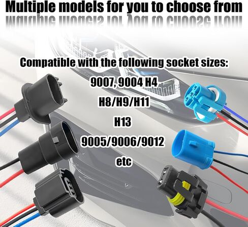 9005 9006 9012 محول سلك السيارة سيراميك درجات الحرارة العالية ، 2 مساءً مآخذ الأسلاك ذات الأسلاك الذكرية للمصابيح الأمامية أضواء الضباب ، موصل الإضاءة الداخلية التلقائية ، ملائمة عالمية (أسود) in Saudi Arabia