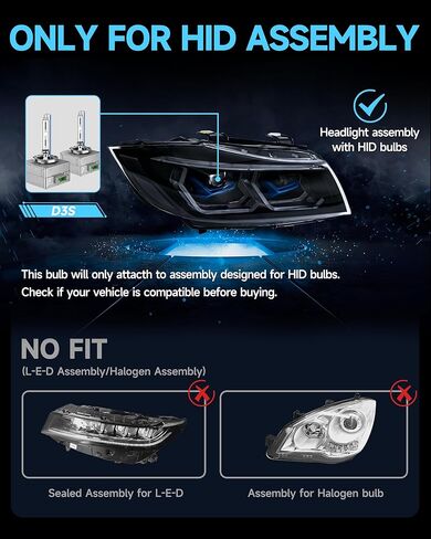 D3S HID Xenon Headlight Bulb Fit for Buick 2013-2017 Enclave 2014-2018 Envision Lacrosse Regal 2016-2019 Cascada, 8000K Blue, 35W OEM High Low Beam Xenon Light, Pack of 2 in Kuwait