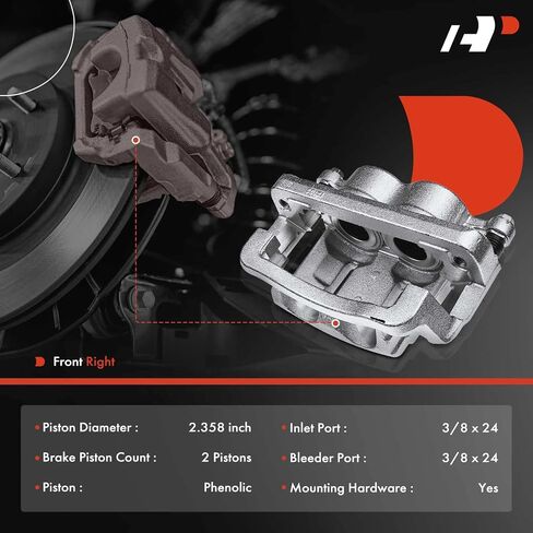 مجموعة الفرجار الفرامل قرص A-premium مع قوس متوافق مع نماذج فورد المختارة-F-350 Super Duty/F-450 Super Duty 2011-2012-جانب الراكب اليمين الأمامي in Saudi Arabia