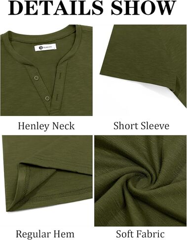 Runcati Mens Casual T Shirts Short Sleeve V Neck Henley Shirt Button Basic Fashion Summer Beach Tee Tops in Saudi Arabia