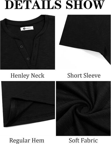 Runcati Mens Casual T Shirts Short Sleeve V Neck Henley Shirt Button Basic Fashion Summer Beach Tee Tops in Saudi Arabia