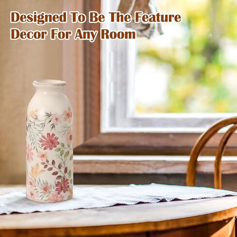 Ceramic Small Vase Rustic Farmhouse Vase Boho Vases Home Decoration for Your Kitchen Bedroom Office Bathroom& Shelf Centerpiece Table Decorative (7.8 Inches,Vintage) in Saudi Arabia