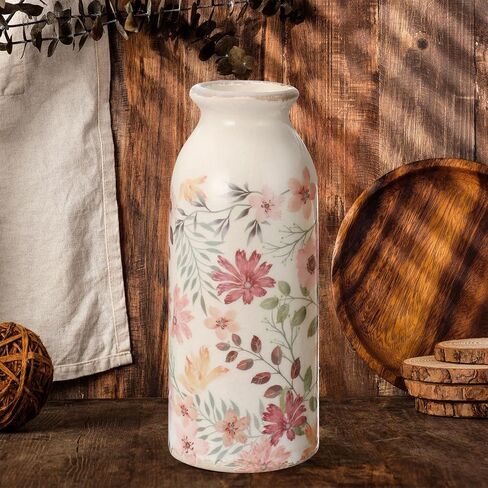 Ceramic Small Vase Rustic Farmhouse Vase Boho Vases Home Decoration for Your Kitchen Bedroom Office Bathroom& Shelf Centerpiece Table Decorative (7.8 Inches,Vintage) in Saudi Arabia