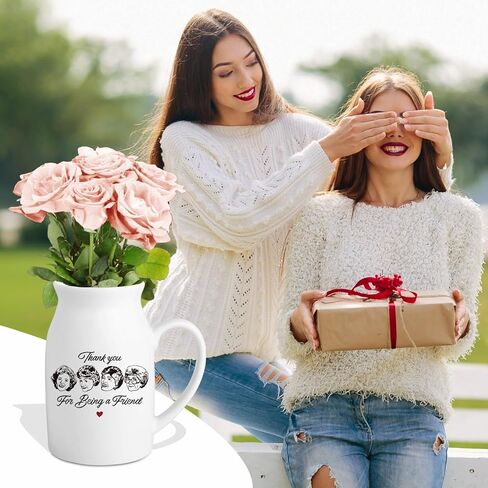 Golden Girls Meashandise ، Home Friend Gift for Women ، White Ceramic Flower Vase ، Friendship Thank You Gift for Women Best Friend Sisters ، شكرًا لك على كونك صديقًا (بدون نباتات) in Kuwait