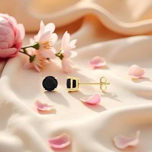 14 كيلو أصفر الذهب الانتهاء 1.00 CT ROULE CUT الأسود الماس Pretty Womens Stud أقراط الدفع إلى الخلف in Saudi Arabia