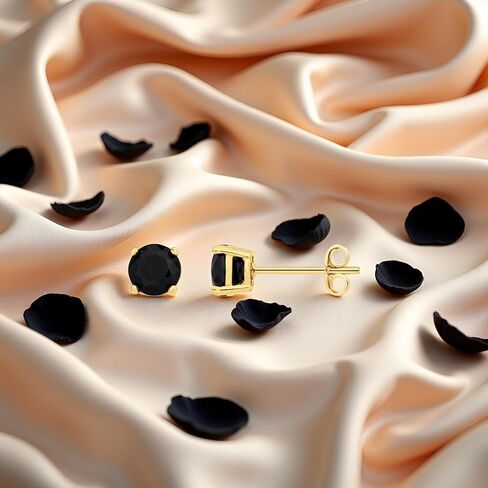 14 كيلو أصفر الذهب الانتهاء 1.00 CT ROULE CUT الأسود الماس Pretty Womens Stud أقراط الدفع إلى الخلف in Saudi Arabia