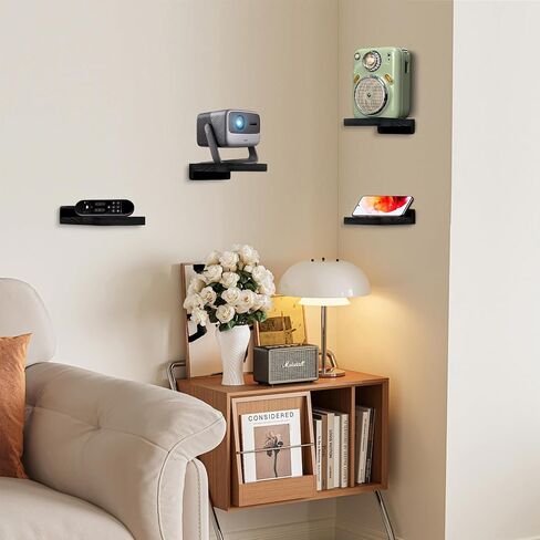 Small Wall Shelf, Mini Floating Shelves for Wall 4 Inches Set of 4, Display Decor Shelf for Bedroom, Bathroom, Kitchen, Black in Saudi Arabia