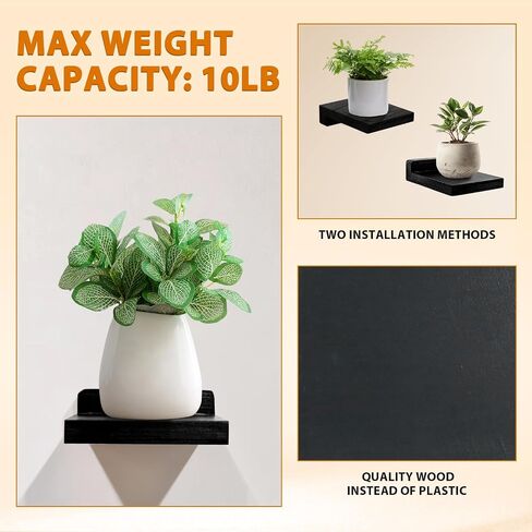 Small Wall Shelf, Mini Floating Shelves for Wall 4 Inches Set of 4, Display Decor Shelf for Bedroom, Bathroom, Kitchen, Black in Saudi Arabia