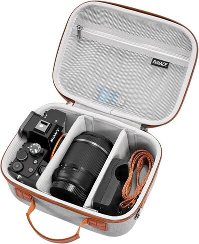 RAIACE Hard Case Compatible with Sony Alpha 7 II III IV/7R V Camera, for Nikon, for Canon, for Pentax and More. Mesh Pocket for Charger, Cables, Cards and Accessories. (case only) - Black in Saudi Arabia