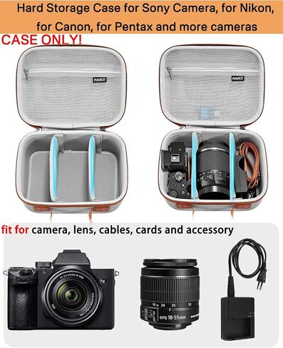 RAIACE Hard Case Compatible with Sony Alpha 7 II III IV/7R V Camera, for Nikon, for Canon, for Pentax and More. Mesh Pocket for Charger, Cables, Cards and Accessories. (case only) - Black in Saudi Arabia