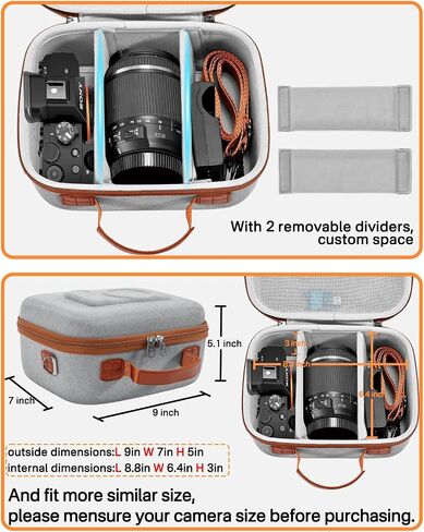 RAIACE Hard Case Compatible with Sony Alpha 7 II III IV/7R V Camera, for Nikon, for Canon, for Pentax and More. Mesh Pocket for Charger, Cables, Cards and Accessories. (case only) - Black in Saudi Arabia