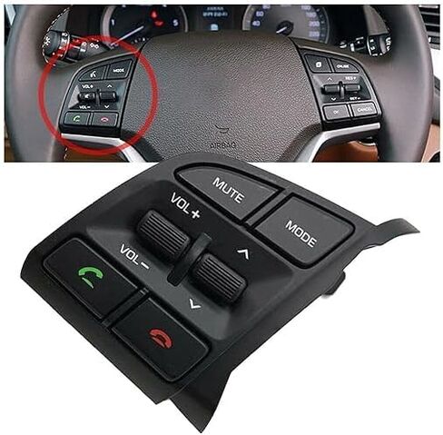 Left Steering Wheel Control Switch Button Compatible with Hyundai Tucson TL 2015 2016 2017 2018 Replace 96710D35004X in Saudi Arabia