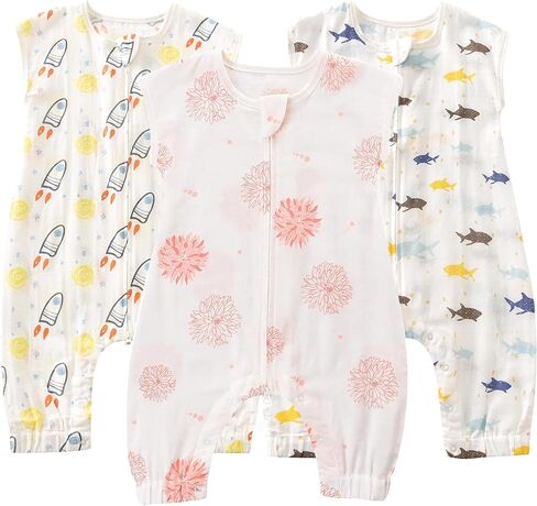 كيس نوم من القطن العضوي - 3 حزمة قابلة للارتداء ، 0.5 كيس نوم أكمام قابلة للتنفس لطفل صغير in Kuwait