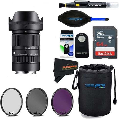 Sigma 18-50mm f/2.8 DC DN Contemporary Lens for Canon RF Mount with Sunshine Advanced Accessory Bundle... in Saudi Arabia