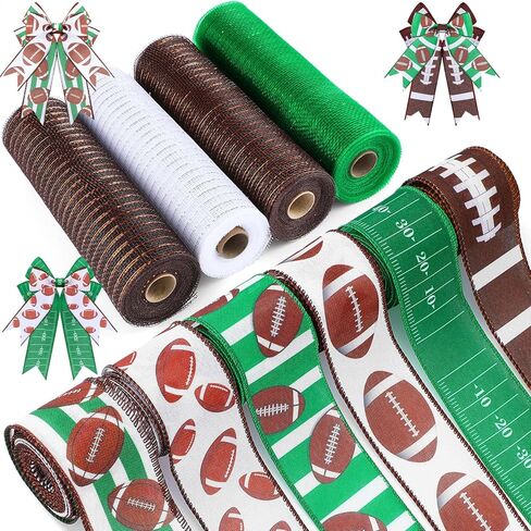 10 Pcs Halloween Ribbon 4 Rolls Mesh Ribbon and 6 Rolls Ghost Pumpkin Burlap Wired Edge Wreath Metallic Wreath Wrapping Crafts for Halloween Home Party Decorative DIY Craft in Kuwait