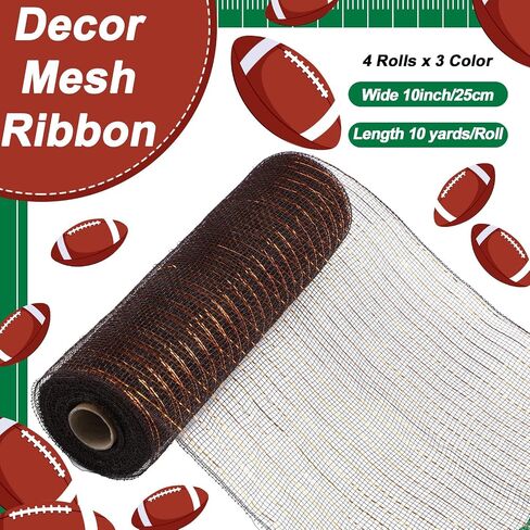 10 Pcs Halloween Ribbon 4 Rolls Mesh Ribbon and 6 Rolls Ghost Pumpkin Burlap Wired Edge Wreath Metallic Wreath Wrapping Crafts for Halloween Home Party Decorative DIY Craft in Kuwait
