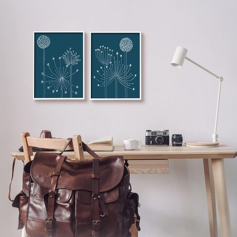 Stupell Industries Blooming Dandelions Line Drawing 2pc Set Framed Wall Art, Design by Alicia Longley in Saudi Arabia