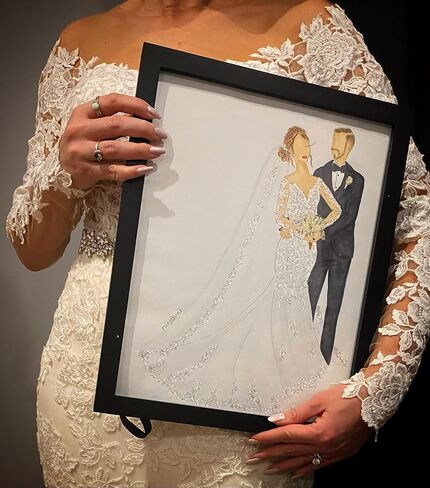 Wedding Sketch, Drawing of Bride and Groom, Wedding Gift in Saudi Arabia