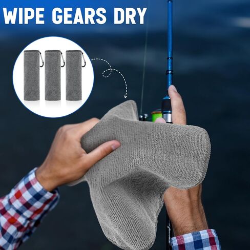 6 Pcs Fishing Towels with Clip 16'' x 16'' Microfiber Golf Towels with 2 Heavy Duty Zinger Retractor and 6 Clips Ultra Absorbent Disc Golf Towel with Clip for Fly Fishing, Kayaking, Hiking in Kuwait